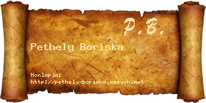 Pethely Boriska névjegykártya
